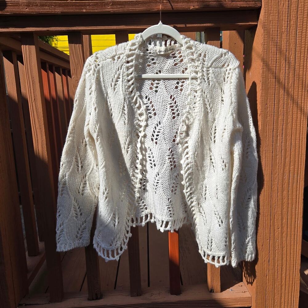 ivory pointelle cardigan cottagecore fairycore ♡
